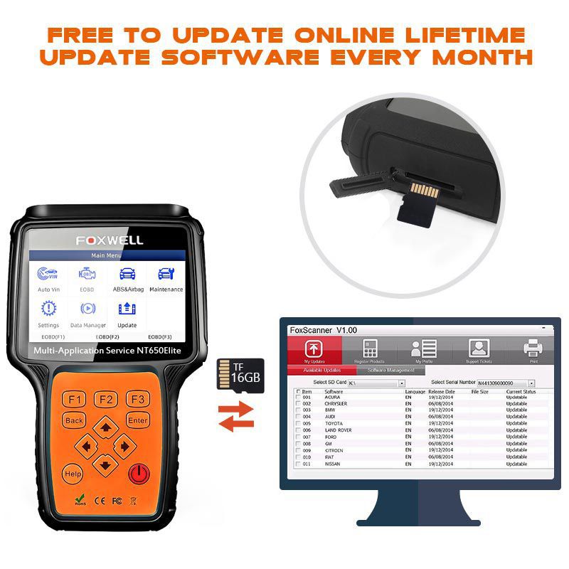 Foxwell NT650 Elite Multi-Application OBD Service Tool with 11 Special Functions