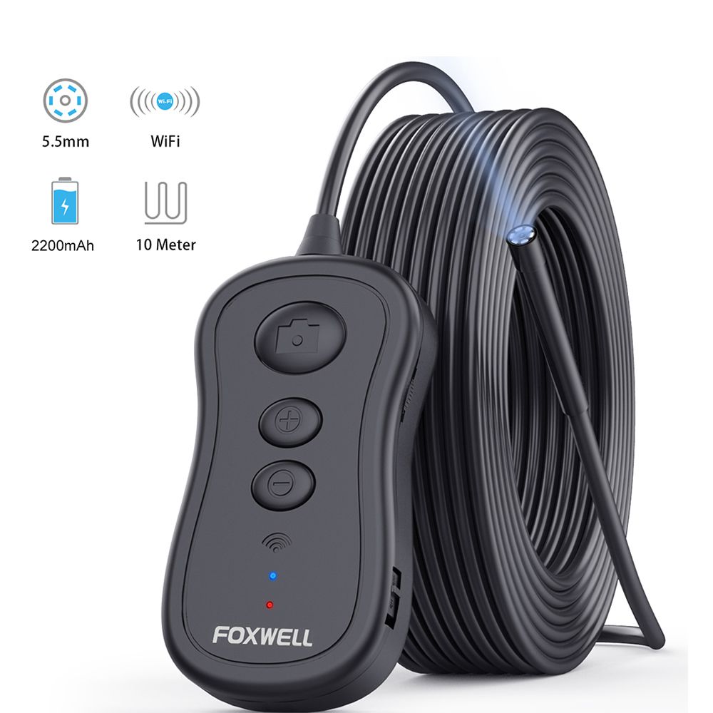 FoWWELL WiFi эндоскоп 5,5 mm камера беспроводного эндоскопа 1080p HD водонепроницаемый для iPhone, Android и планшетных компьютеров