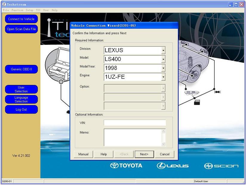 миниатюрный экран программного обеспечения VCI 1