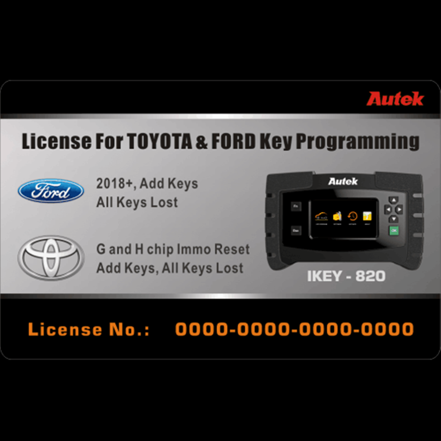 AUTEK IKE820 санкционировал программирование ключей Ford и Toyota (G и H) в 2018 году