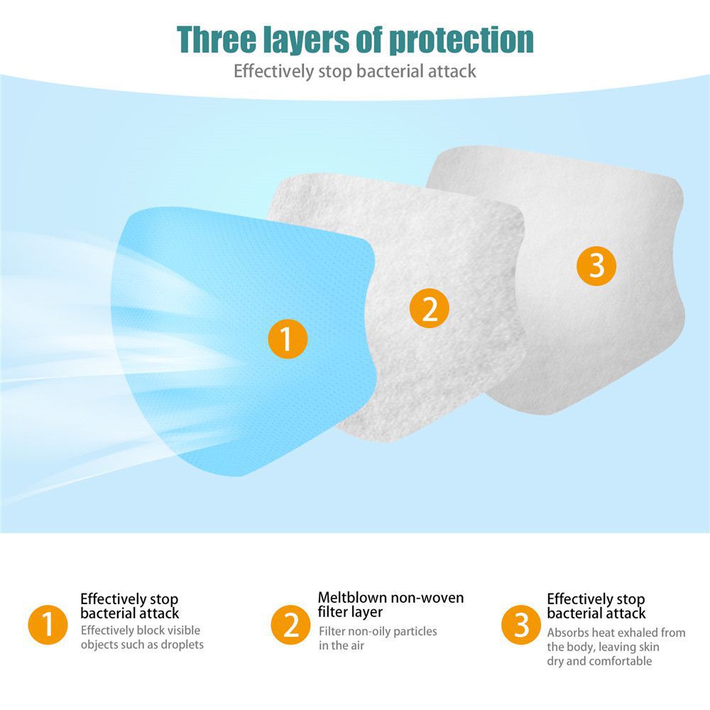 50PCS одноразовая защита маска трехслойный предохранительный респиратор