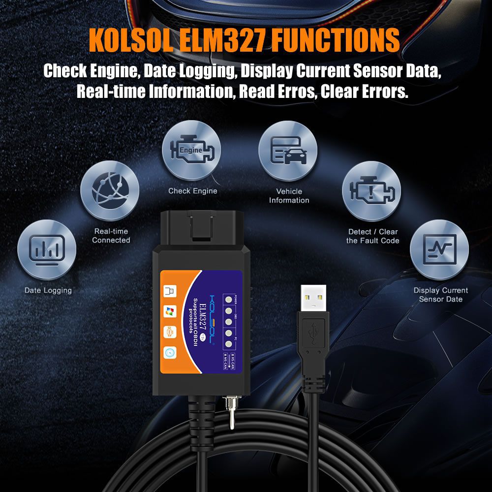 KOLSOL ELM327 USB V1.5, модифицировано для Ford ELMCONfig Forscan CH340 + 25K80 чип HS - CAN / MS - CAN