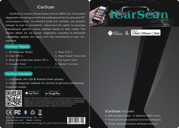 Новая система диагностики ICARSCAN полностью интегрирована в Android / iOS с 5 программным обеспечением для автомобилей и 3 программным обеспечением для SPICA