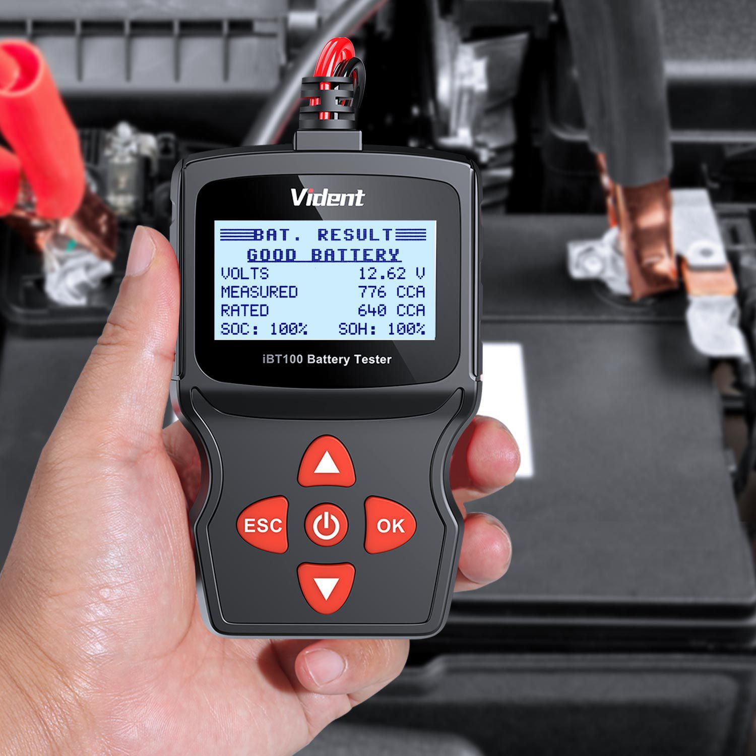 анализатор аккумуляторных батарей Vident iBT100 12V, применяемый в жидкостных погружениях, AGM, GEL 100 - 1100CCA