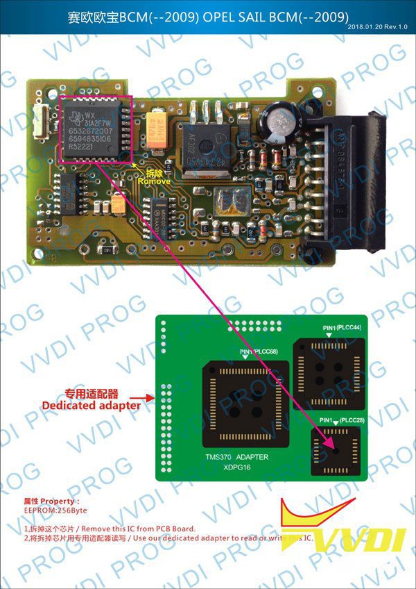 адаптер VVVDI Prog TMS370 (PLCC28 \ PLCC44 \ PLCC68)